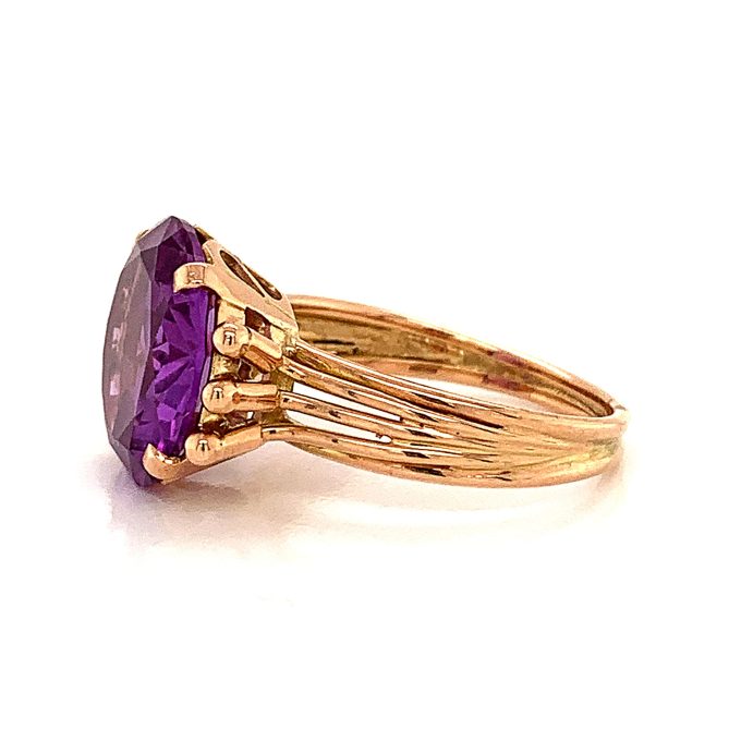 Vintage Purple Stone Gold Dress Ring - Image 3