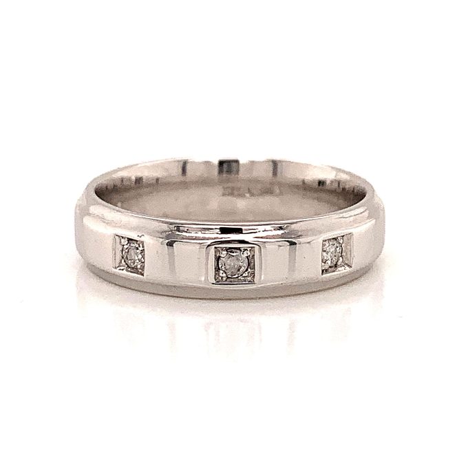 9ct White Gold Diamond Set Band
