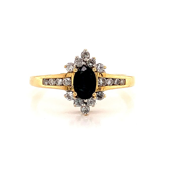 Sapphire and Diamond Cluster Ring