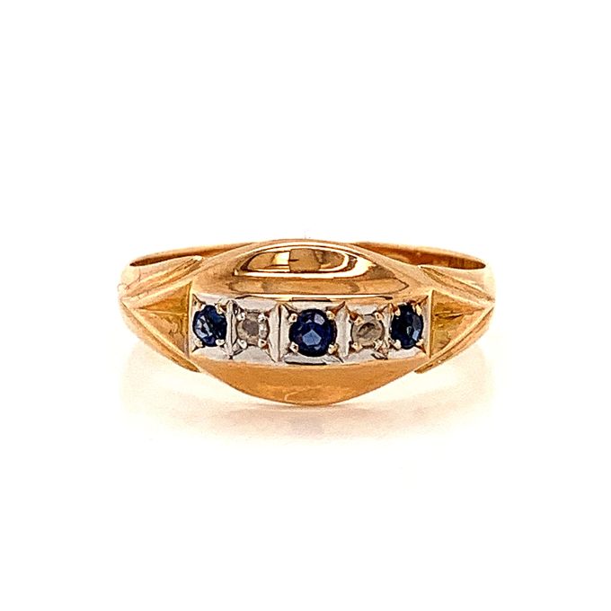 Antique Sapphire and Diamond Set Ring