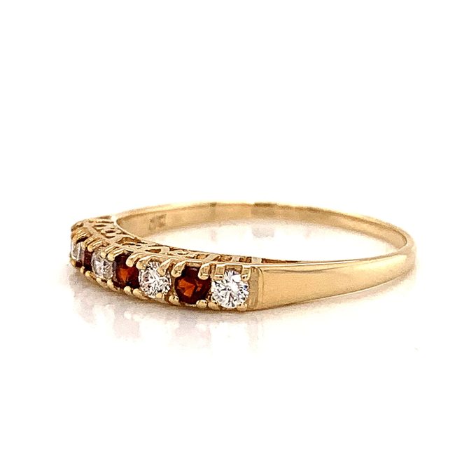 C.Z. and Garnet Seven Stone Ring - Image 2