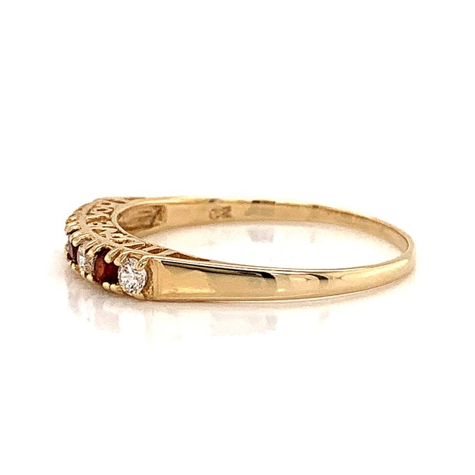 C.Z. and Garnet Seven Stone Ring - Image 3