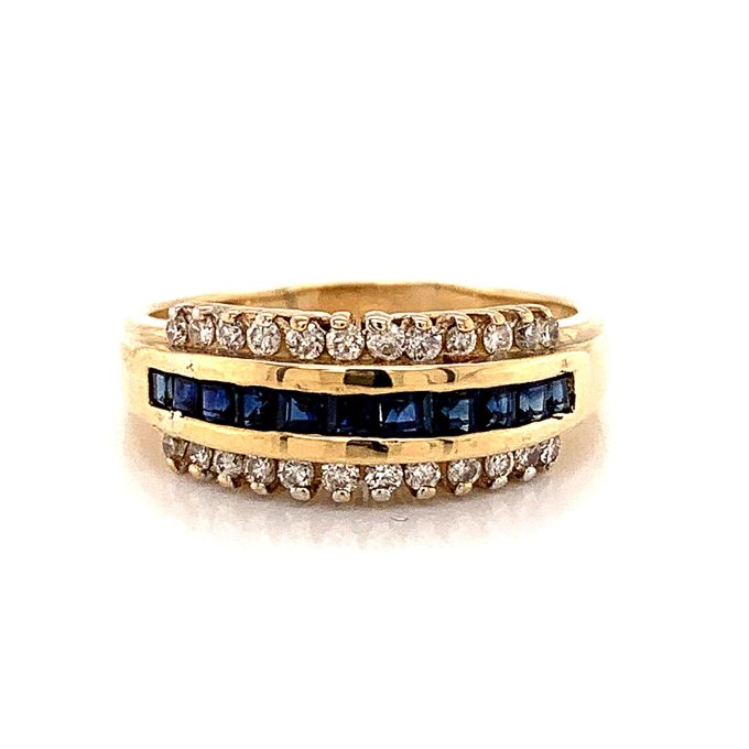 Sapphire and Diamond Channel Ring