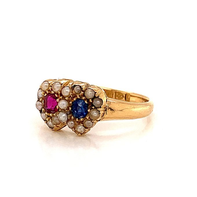 Victorian Ruby, Sapphire and Pearl Ring - Image 2