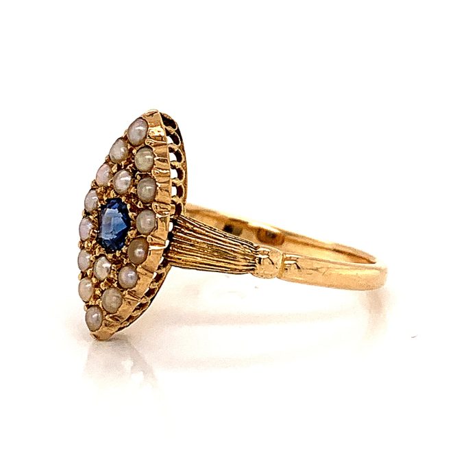 Antique Sapphire and Pearl Ring - Image 2