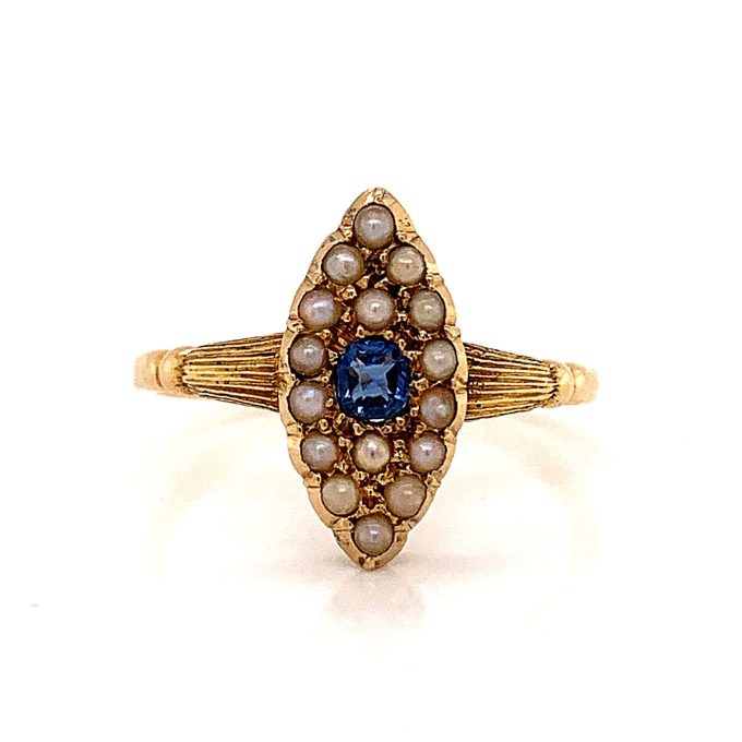 Antique Sapphire and Pearl Ring
