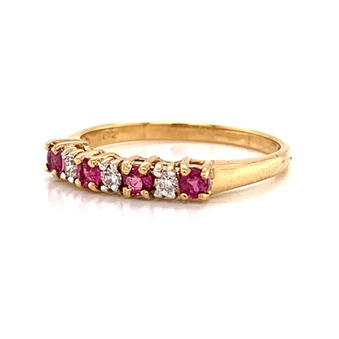 Ruby and CZ Seven Stone Ring - Image 2