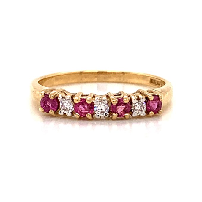 Ruby and CZ Seven Stone Ring