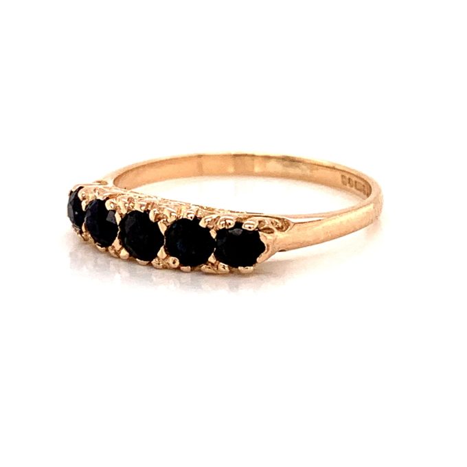 Rose Gold Five Stone Sapphire Ring - Image 2