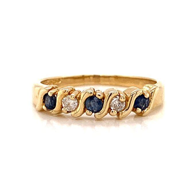 Sapphire and Diamond Five Stone Ring