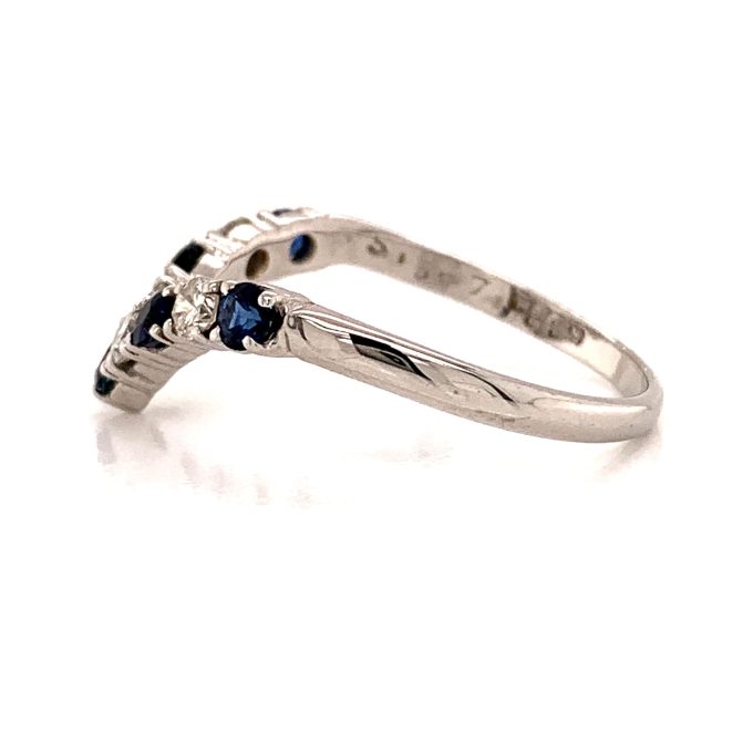 Sapphire and Diamond Wishbone Ring - Image 3