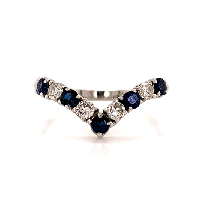 Sapphire and Diamond Wishbone Ring