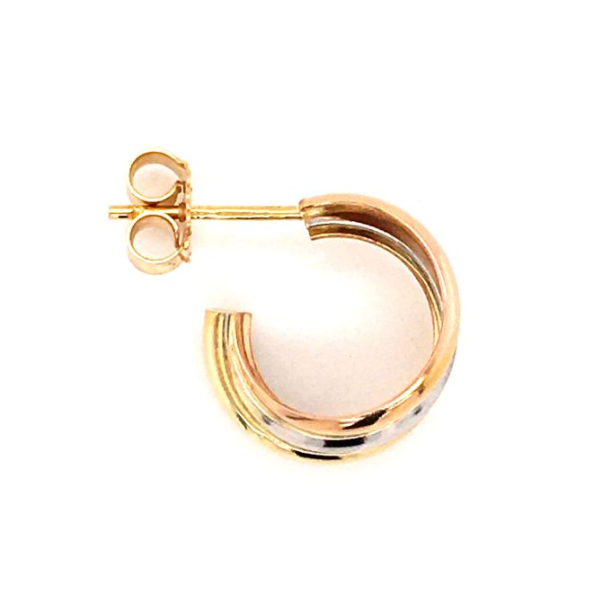 9ct Gold Multi-Tone Hoop Earrings - Image 2