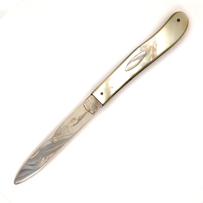 Antique Silver and Mother of Pearl Fruit Knife - Image 5
