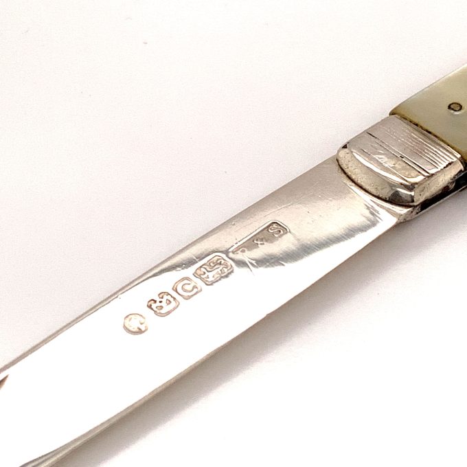 Antique Silver and Mother of Pearl Fruit Knife - Image 4