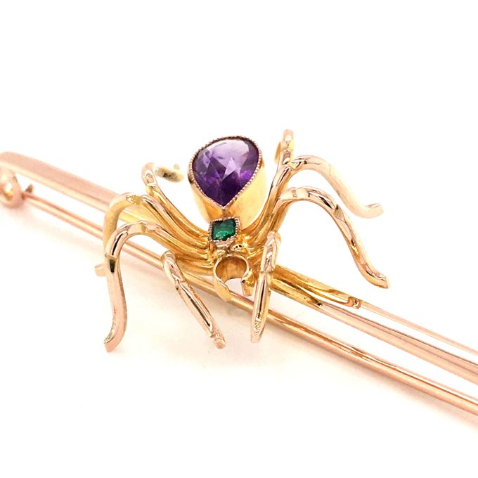 Victorian Gold Spider Bar Brooch - Image 2