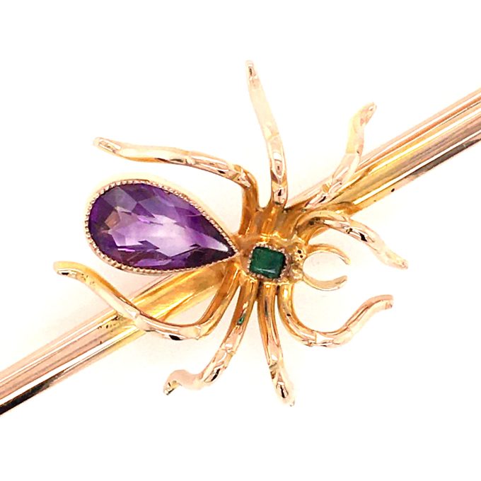 Victorian Gold Spider Bar Brooch - Image 3