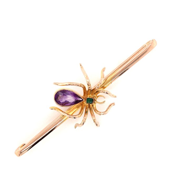 Victorian Gold Spider Bar Brooch - Image 4