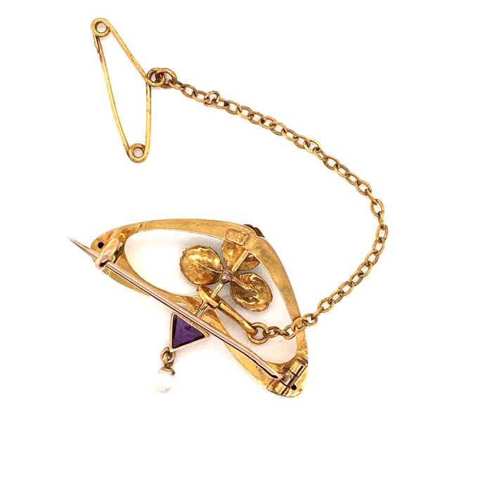 Antique Art Nouveau Clover Leaf Brooch - Image 3