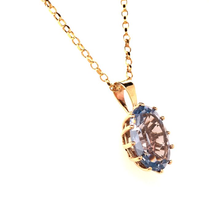 9ct Gold Blue Topaz Necklace - Image 2