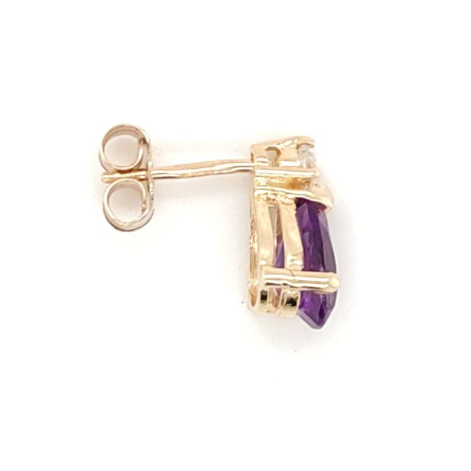 Amethyst and Diamond Stud Earrings - Image 2