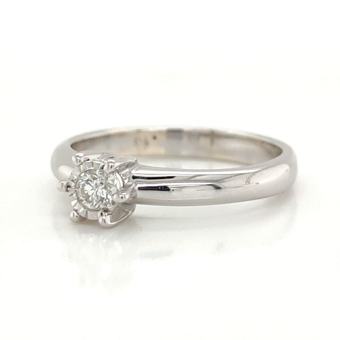 White Gold Diamond Solitaire Ring - Image 2