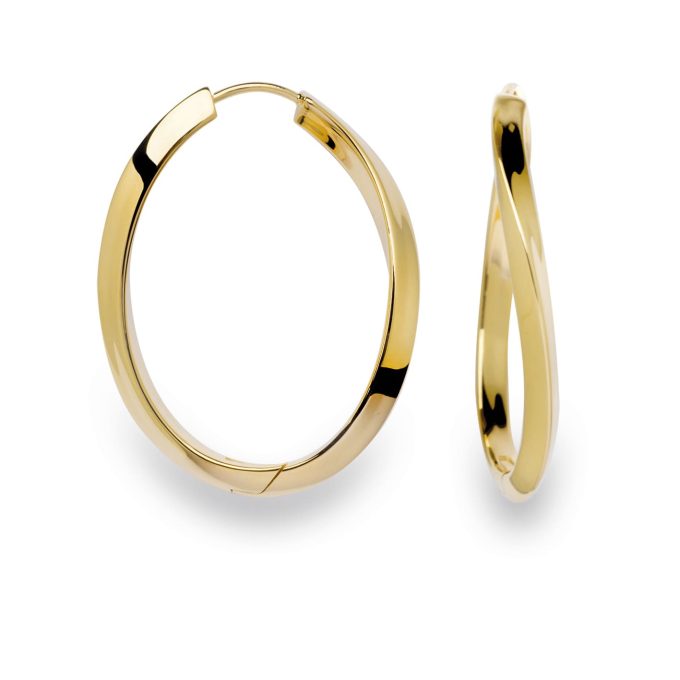 Curved Design Silver Hoops - Gold Plated