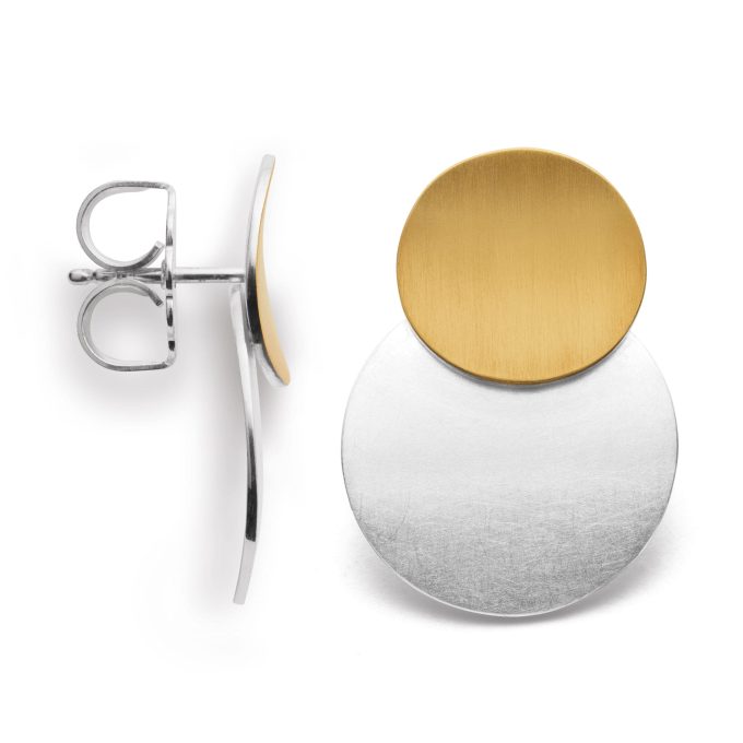 Bastian Layer Disc Drop Stud Earrings