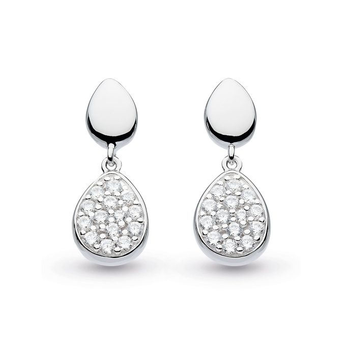 Kit Heath Silver Pebble Glisten Drop Earrings