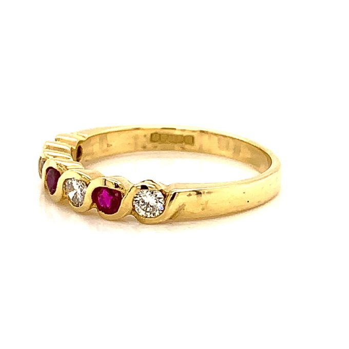 Ruby and Diamond Seven Stone Ring