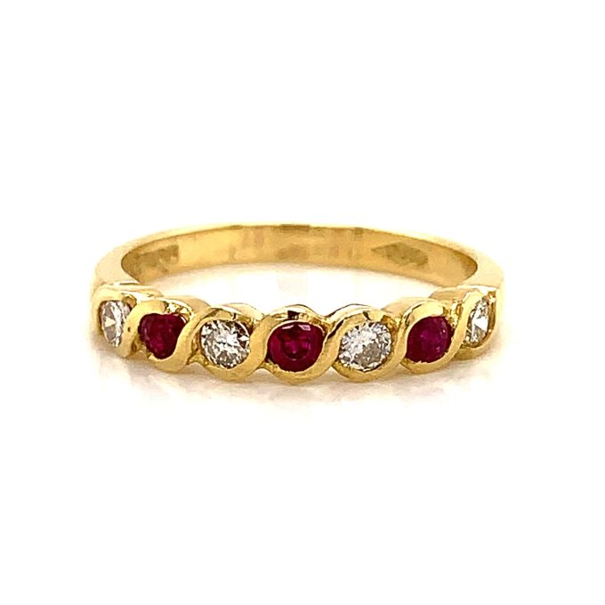 Ruby and Diamond Seven Stone Ring