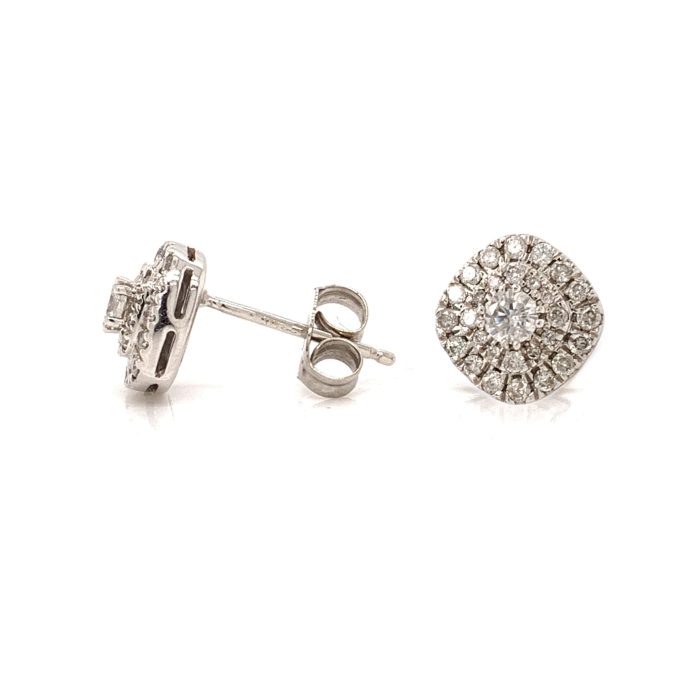 Pave Diamond Stud Earrings - Image 2