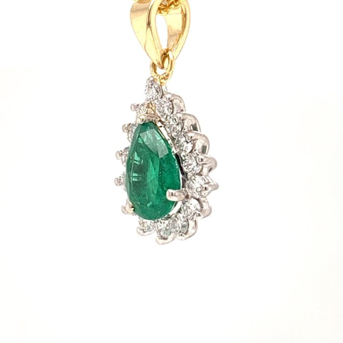 0.75ct Emerald and Diamond Cluster Necklace - Image 2