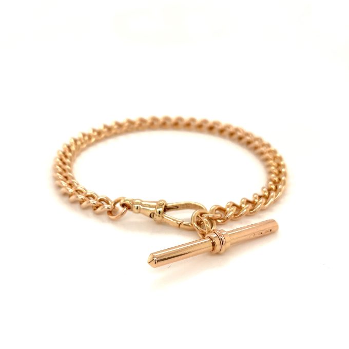 Rose Gold Curb Bracelet with T-Bar