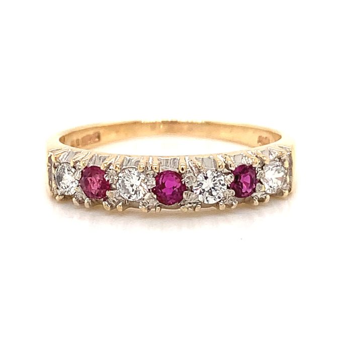 Ruby and C.Z. Seven Stone Ring