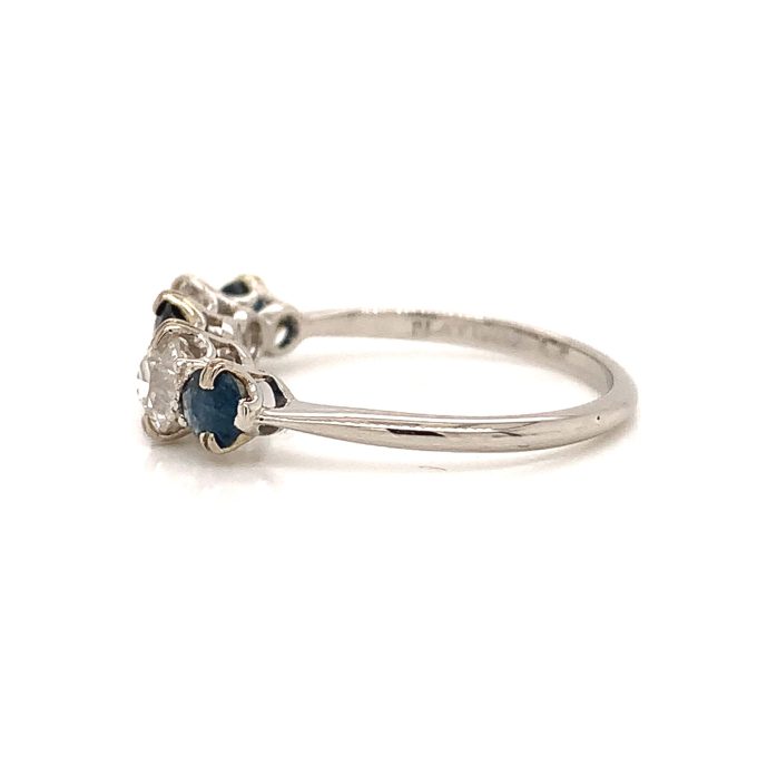 Vintage Sapphire and Diamond Five Stone Ring - Image 3