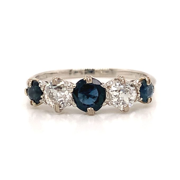 Vintage Sapphire and Diamond Five Stone Ring