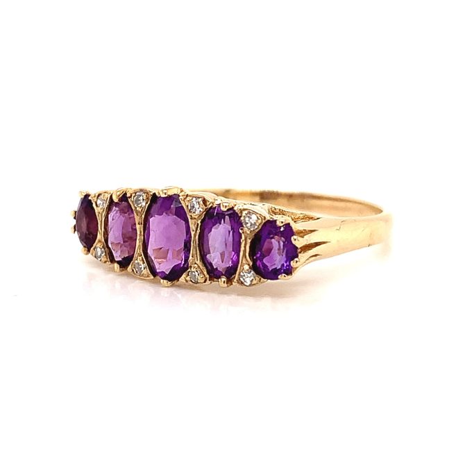 Gold Amethyst and Diamond Ring - Image 2
