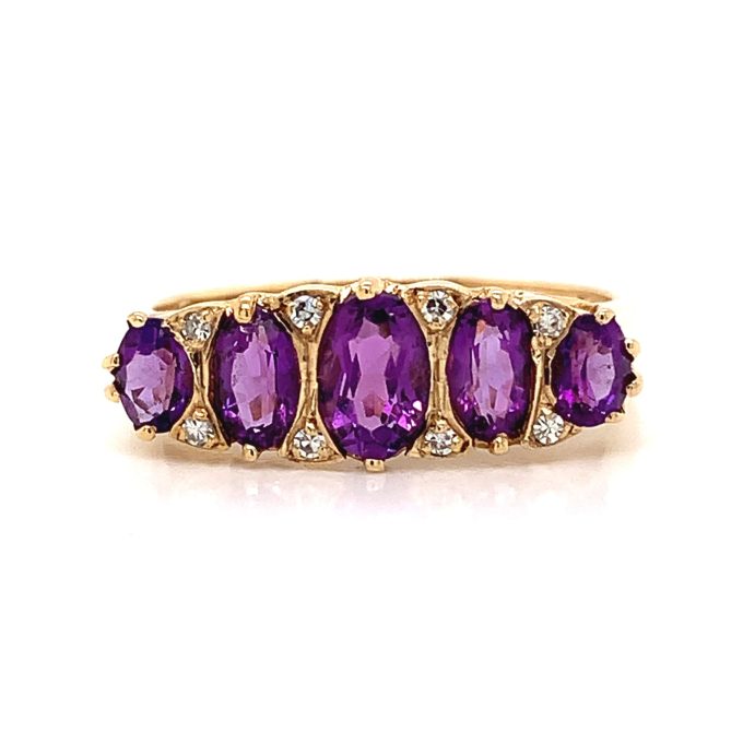 Gold Amethyst and Diamond Ring