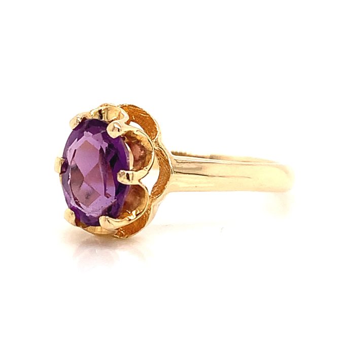 Gold Amethyst Solitaire Ring - Image 2