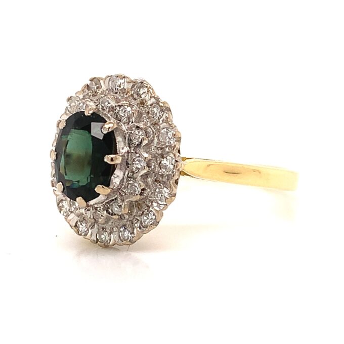 Vintage Sapphire and Diamond Tall Cluster Ring - Image 2