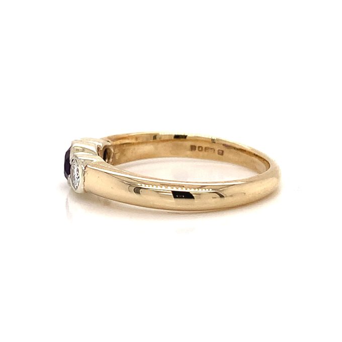 Amethyst and Diamond Three Stone Ring - Image 3