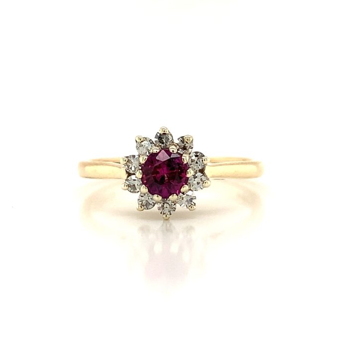 Ruby and Diamond Cluster Ring