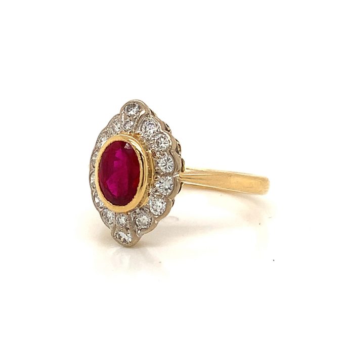 Ruby and Diamond Cluster Ring - Image 2