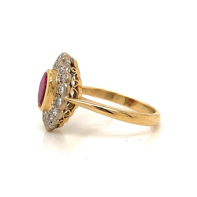 Ruby and Diamond Cluster Ring - Image 3