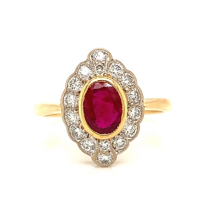 Ruby and Diamond Cluster Ring