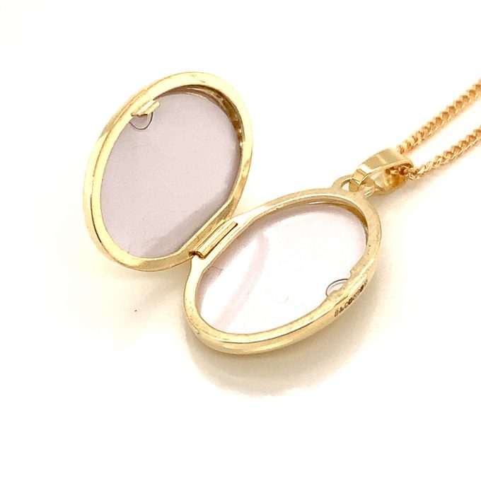Yellow Gold Oval Locket & Chain - Image 2