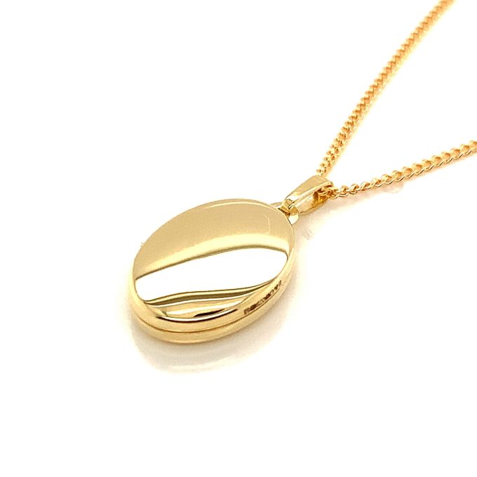 Yellow Gold Oval Locket & Chain