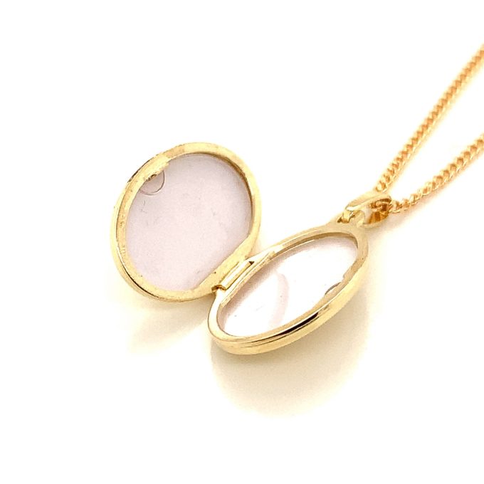 Yellow Gold Beaded Locket & Chain - Image 2