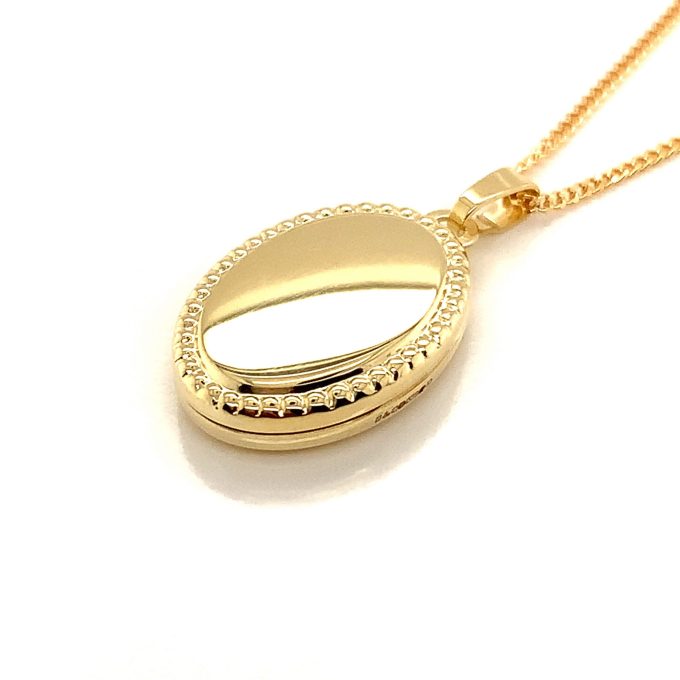 Yellow Gold Beaded Locket & Chain